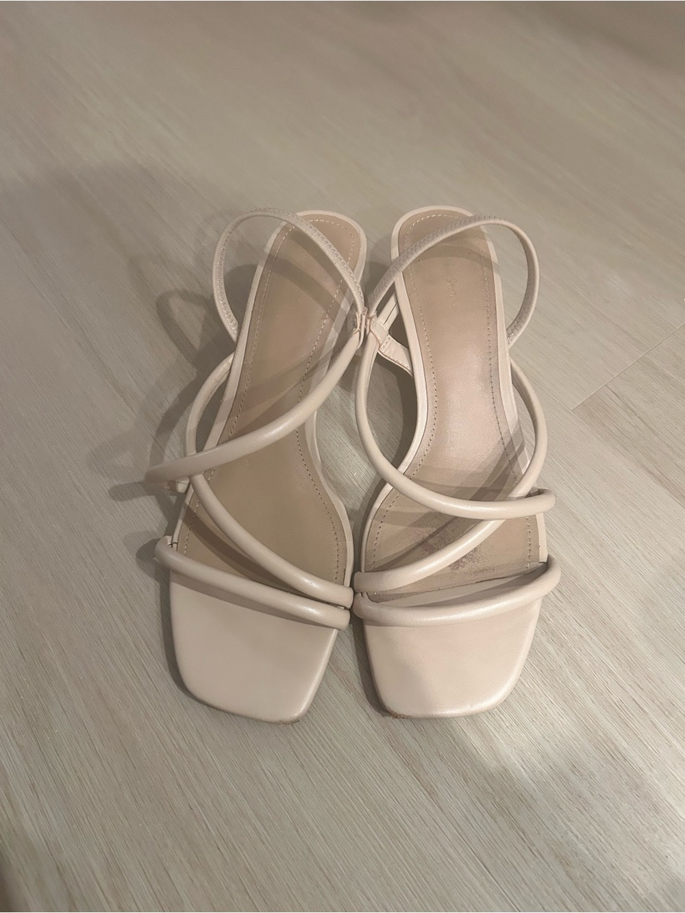 & Other Stories Pale Beige Strappy Block Heels